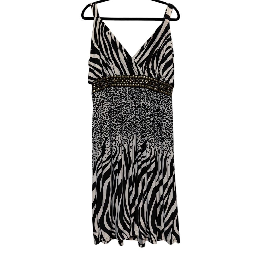 Y2K Studio West Mob Wife Animal Print Babydoll Dress Women 2X Retro Baddie